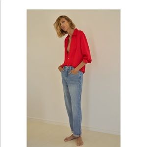 Red satin effect zara long sleeve
